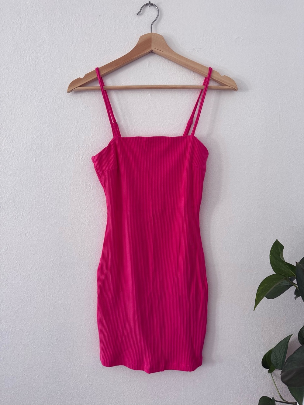 Princess Polly Hot Pink Ribbed Slip Mini Dress